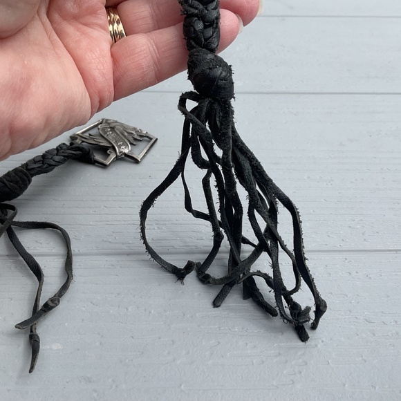 Zodiac USA boot tassels vintage 1980’s brass black leather - Picture 8 of 9